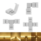 Соединитель для светодиодной ленты, 10 мм, 4 контакта, угловой разъем для печатной платы, без пайки, зажим, Бесплатная сварка, осветительные детали, аксессуары для 3528 5050