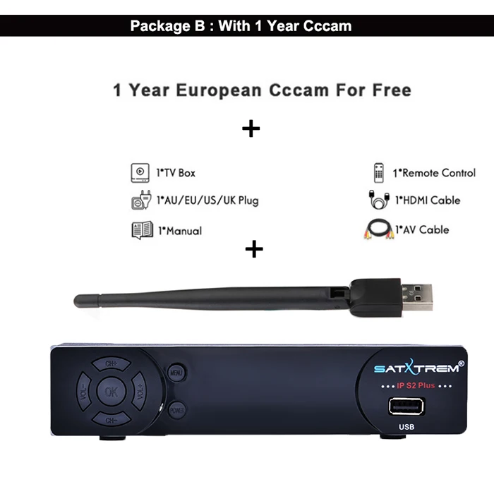 Add 1 Year Cccam Satxtrem IPS2 плюс спутниковый ресивер DVB-S DVB-S2 цифровой рецептор поддержка Ccam Испания m3u каналы Россия меню AC3 ТВ-тюнер - Цвет: Add 1 Year Cccam