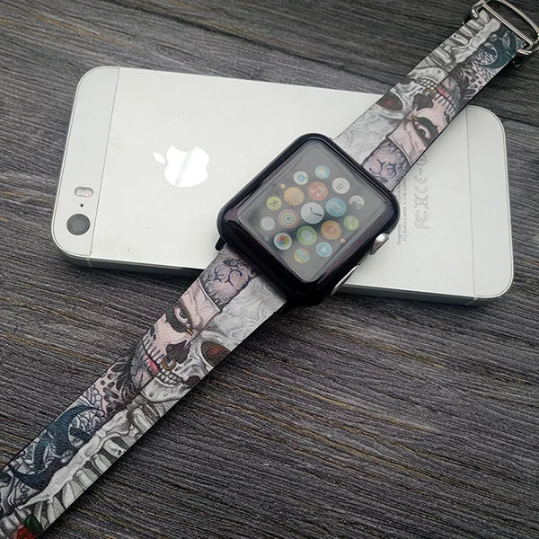 Type B Натуральная кожа для Apple Watch Series 4 живопись стиль часы ремешок для Apple Watch Series 1 2 3 часы ремешки для часов 38 мм 42 мм - Цвет ремешка: Type B