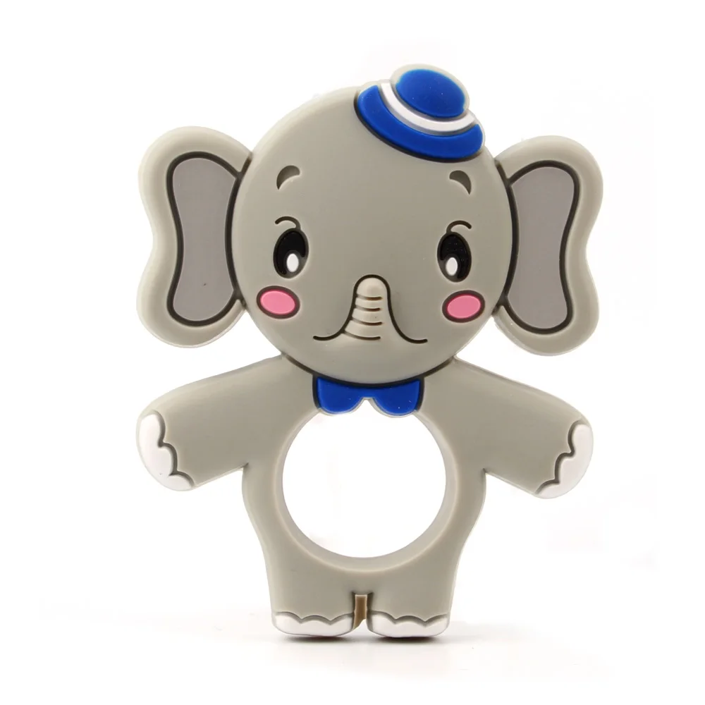 Grey Teether TYRY. HU 1 шт., силиконовый Прорезыватель для зубов в виде слона, ожерелье, подвески, милые игрушки для кормления, силиконовые игрушки для кормления - Цвет: Grey Teether