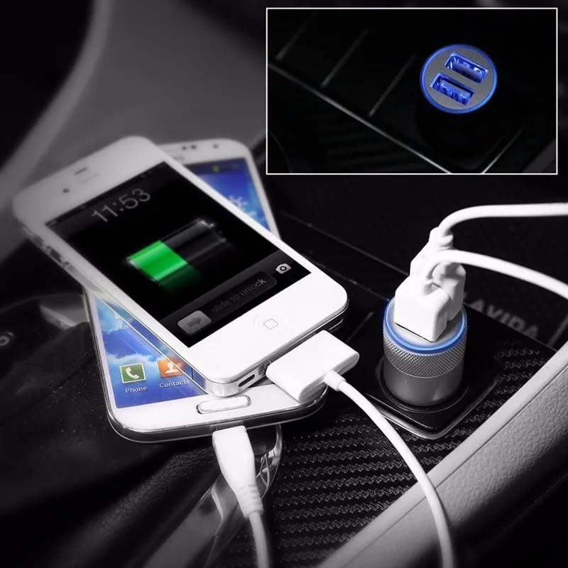 Умное автомобильное зарядное устройство с 2 портами USB + кабель 3 1 типа C фута для