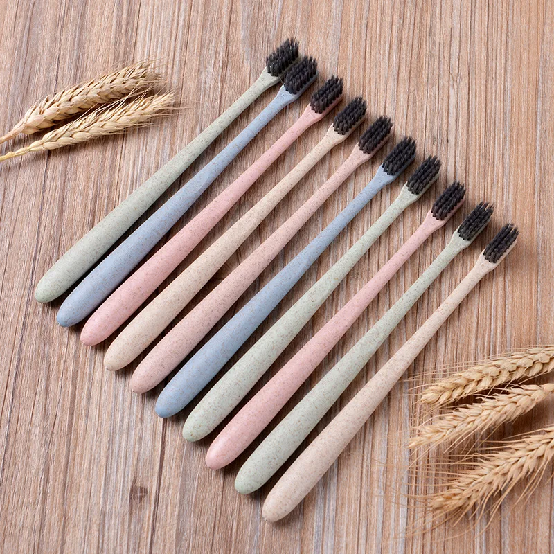 Портативная дорожная зубная щетка из мягкого бамбукового древесного угля ручка