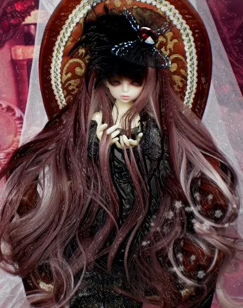 A--wig D01-P110 детская игрушка ручной работы 1/3 1/4 аксессуары для кукол BJD/SD кукольный парик HT-red bean микро кудри длинные волосы 1 шт - Цвет: A--wig