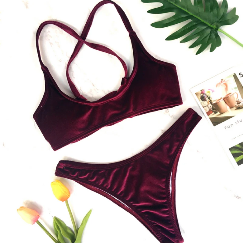 Пикантные Для женщин купальники 2018 спортивный костюм для малышей Бархат