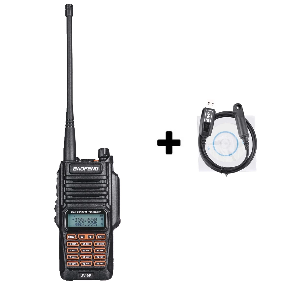Add a program cable Baofeng UV-9R IP67 8 Вт Long Range Walkie Talkie 10 км любительского радио Dual Band UV9R Портативный CB коммуникатор радио Водонепроницаемая рация - Цвет: Add a program cable