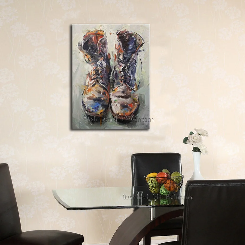 Высококачественная абстрактная масляная живопись ботинок Мартин ручная роспись