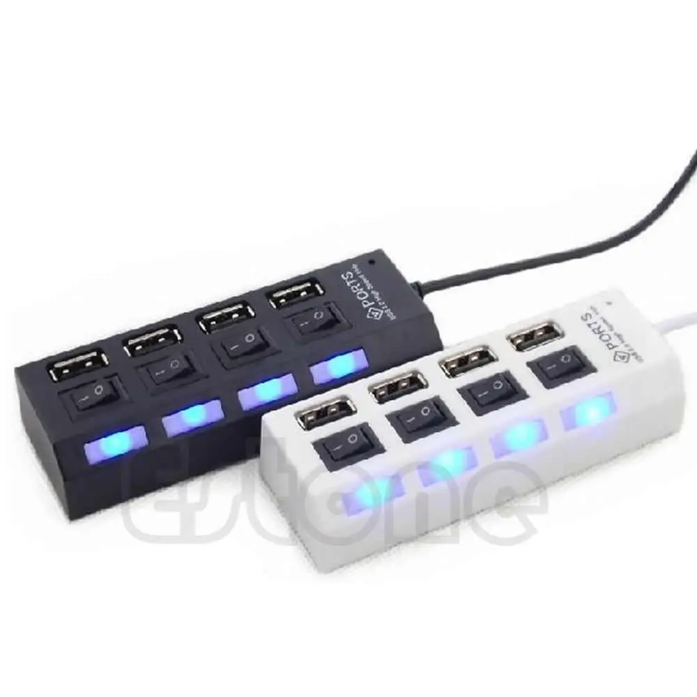 4 порта USB 2 0 высокоскоростной концентратор Вкл/Выкл светодиодный переключатель