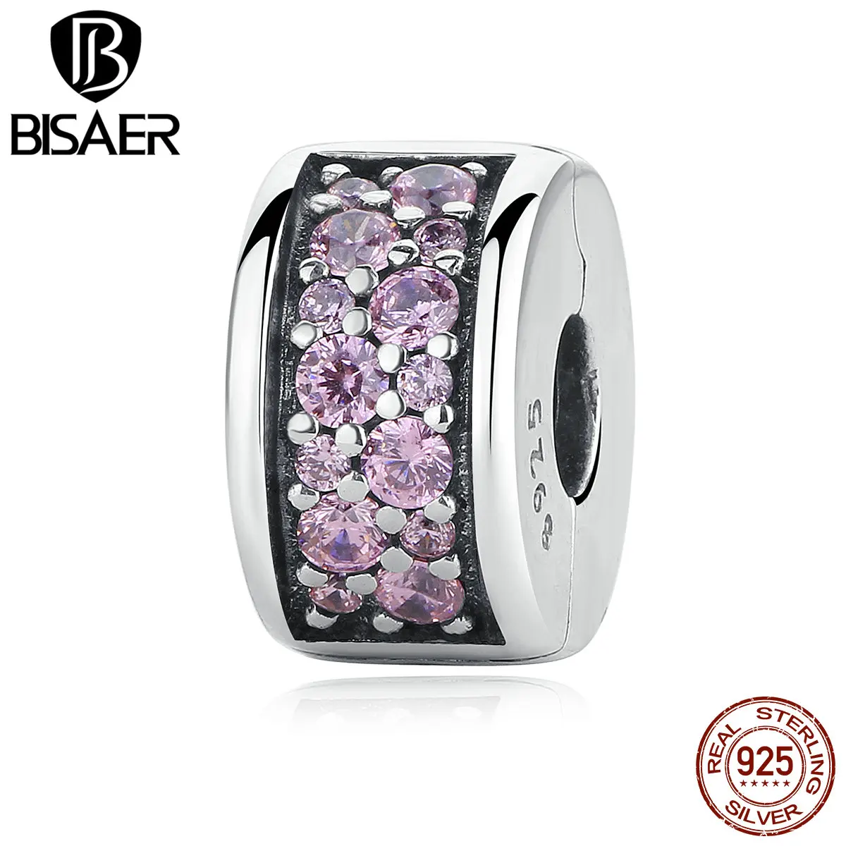 Блестящая элегантная блестящая клипса из стерлингового серебра 925 пробы