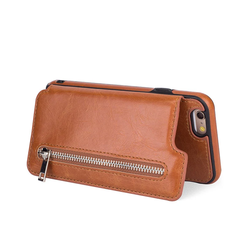 Zipper Flip Leather Case for iPhone X Card Slot Wallet Cases 7 8 6 6S Plus For Samsung Galaxy S8 S9 Note Coque |