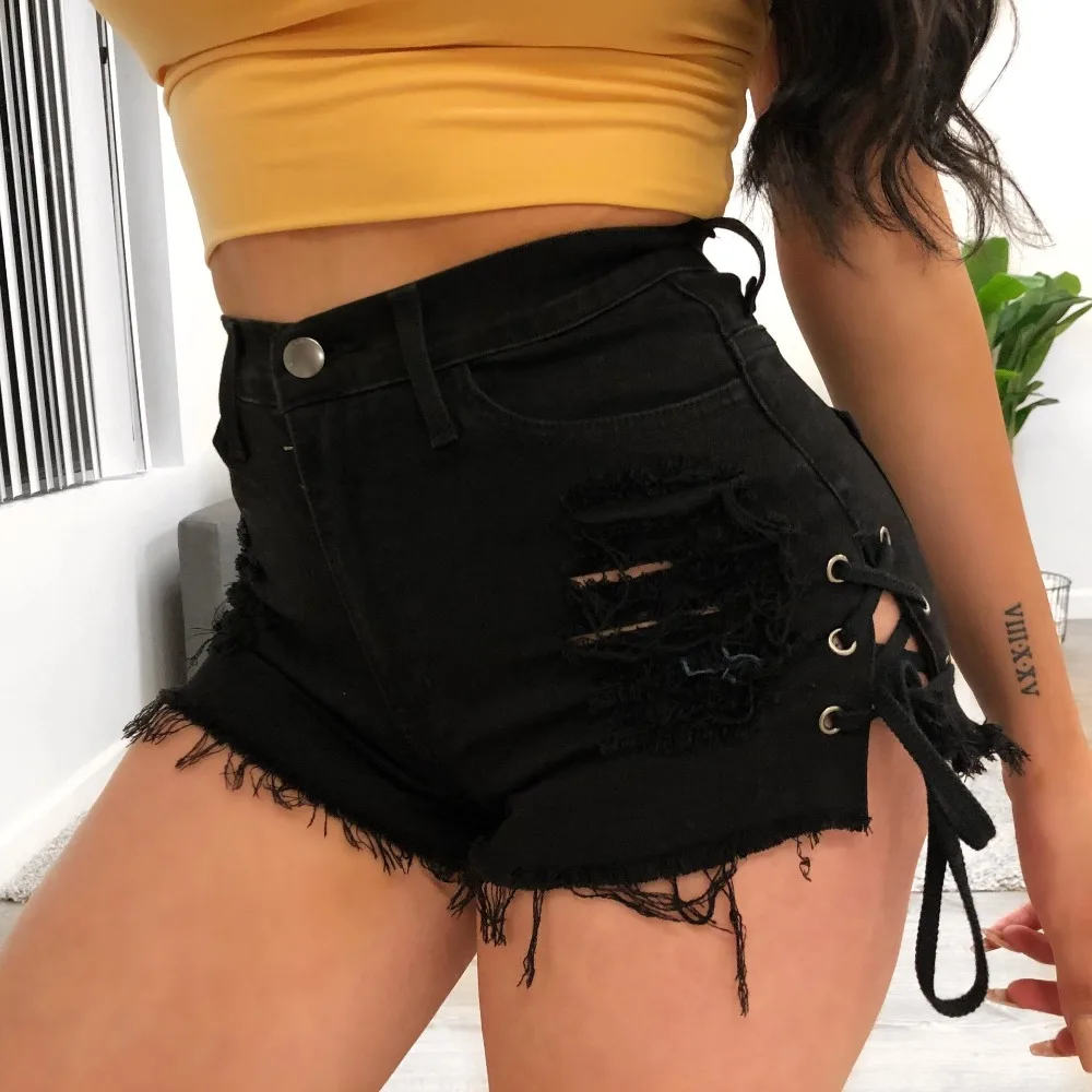 

Summer hot women's jeans fashion high waist women's shorts casual fringed women's denim shorts Slim women's denim shorts