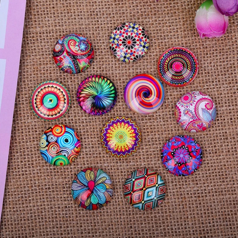 100 шт./лот микс купольные круглые красивые цветы фото стекло кабошон 10 мм 12 DIY