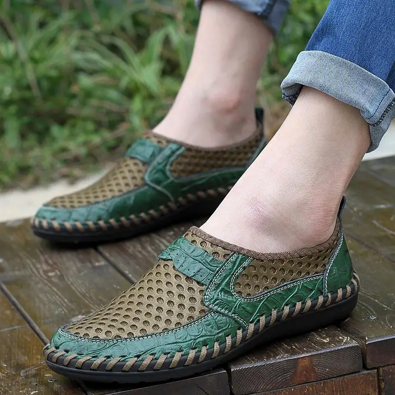 ZERO MORE Fashion Men Shoes 2019 Casual Air Mesh Summer Slip On Loafers Sewing Men's Drivings Large Sizes Breathable | Обувь