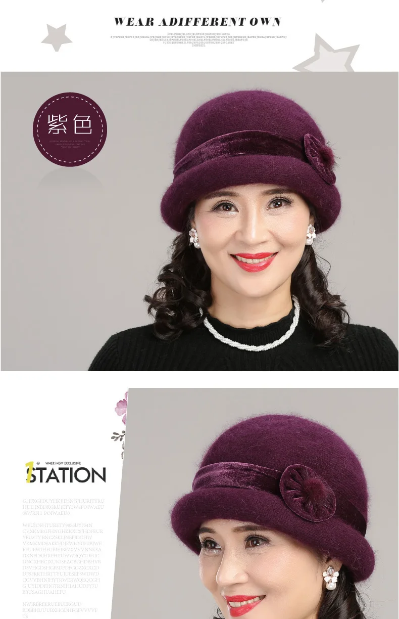 Women Winter Knitted Wool Basin Hat Female Thickened Warm Fisherman Cap Lady Velvet Elegant Scarf for Middle-aged Mother H7158