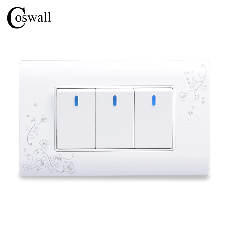 Настенный выключатель COSWALL простой стиль 3 Gang 2 Way ВКЛ./ВЫКЛ. белый цвет светильник
