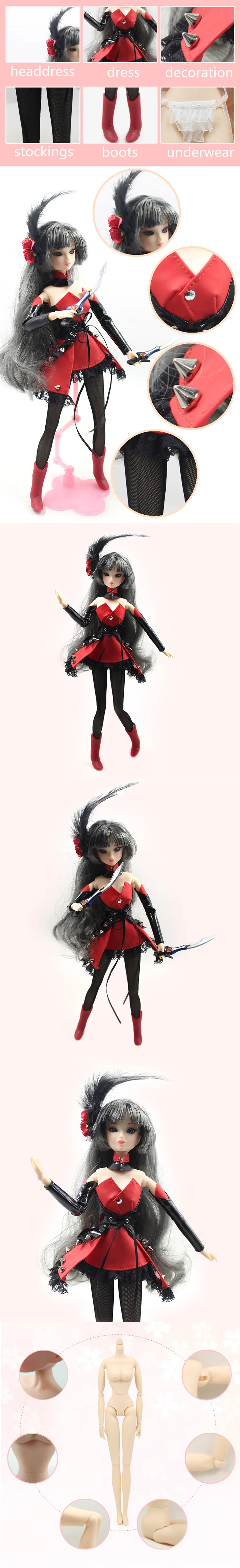 ICY blyth кукла funtune days xiaojing gry hair с красным платьем обувь и чулок стенд коробка сувенир Подарочная игрушка 30 см 1/6