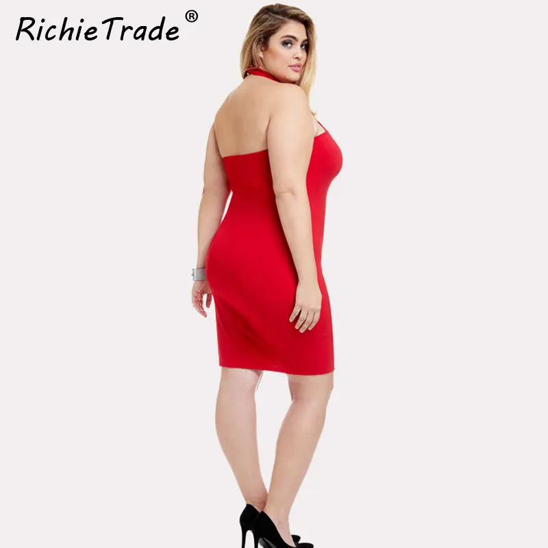 RICHIETRADE Backless Hollow Out Bandage Dress Halter Neck Sexy Slim Women European Style 2017 New Fashion Summer Dresses | Женская