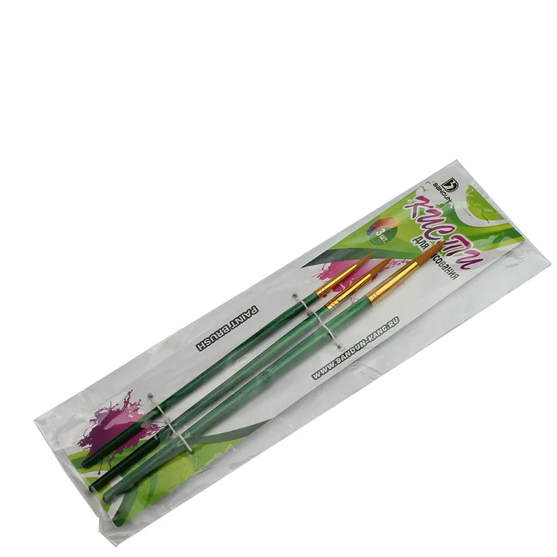 3 шт. нейлоновые волосы короткий стержень цвет воды кисти художники крючок линия