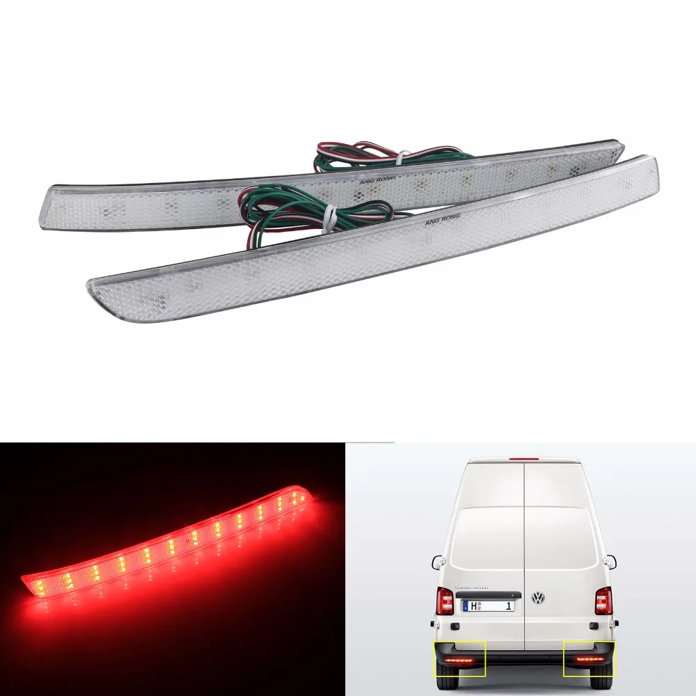 

ANGRONG Clear Rear Bumper Reflector LED Tail Stop Light(CA332) For VW T5 Transporter/Caravelle/Multivan (facelifted) 2012-2016