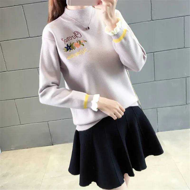 Женский вязаный пуловер свитер 2018 Осень-зима с высоким воротом плотный женский