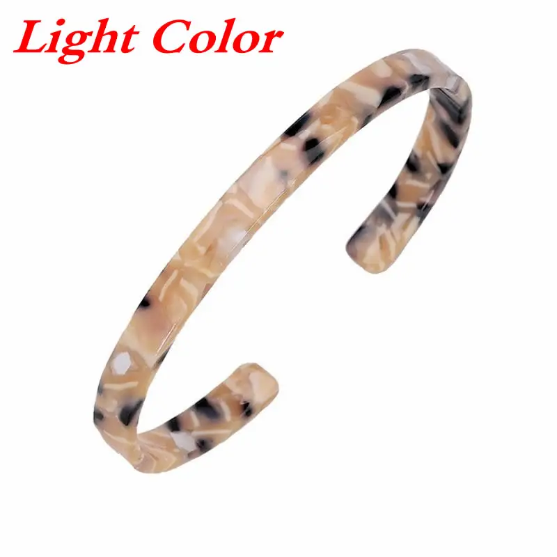 Light color Мраморные ацетатные пластинчатые браслеты для женщин, модный акриловый лист, Открытый браслет, простой узкий черно-белый мраморный стиль, ювелирные изделия, Новинка - Окраска металла: Light color