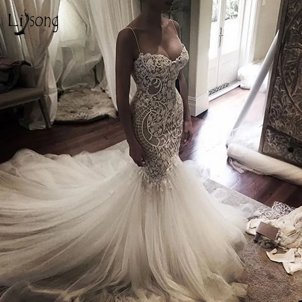 Кружевное свадебное платье-Русалка Casamento 2019 пышные фатиновые свадебные платья
