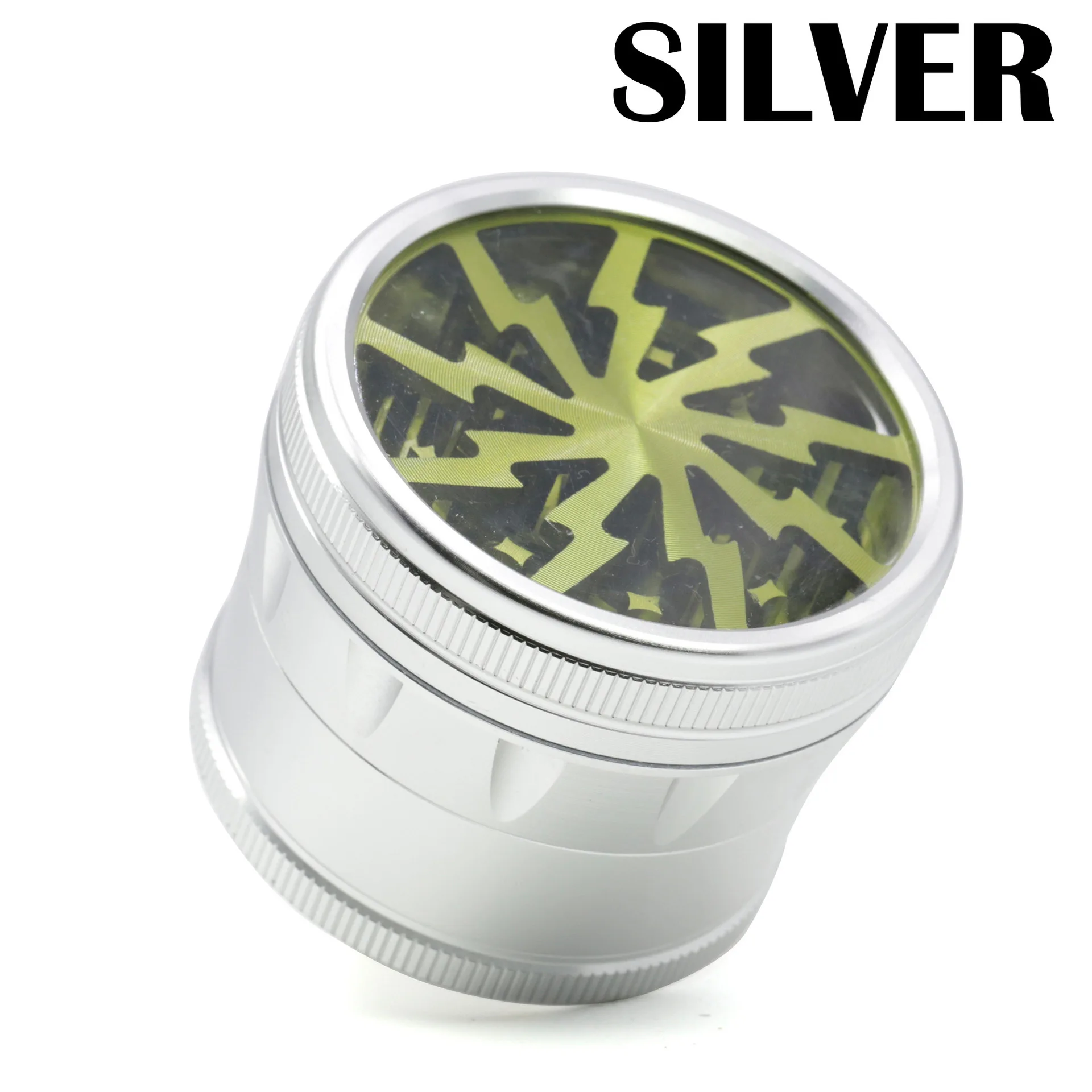 Silver(Green) Алюминий сплава 4 слоя 63 мм окон и дверей и Lightning фаски дыма измельчитель, траворезка трубка курительная табачный Кальян Шиша - Цвет: Silver(Green)