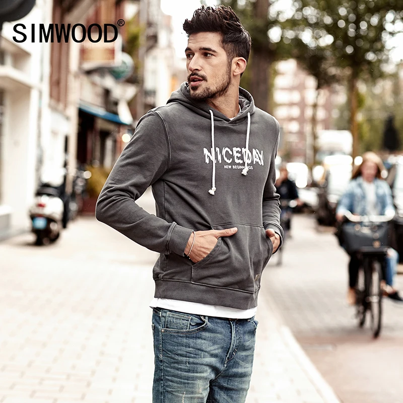 SIMWOOD Новинка весны 2019 года толстовки для мужчин Мода Хип Хоп кофты Мужской