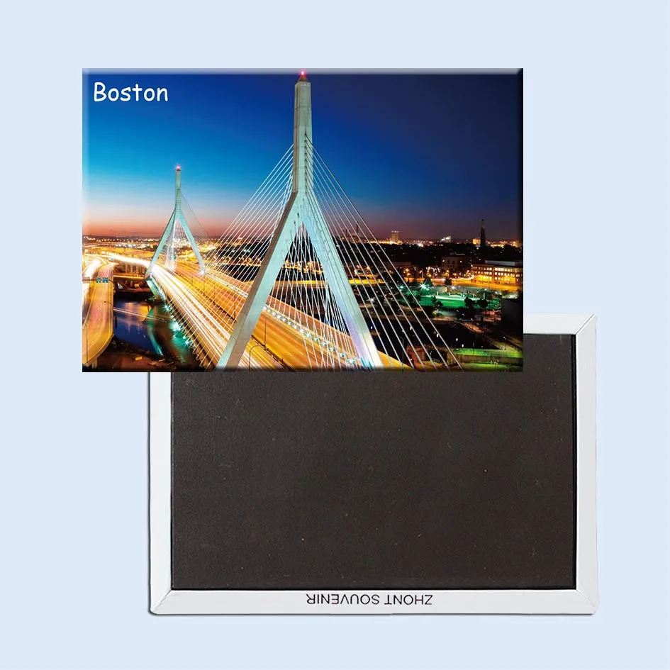 Дорожные магниты на холодильник 78*54 мм 21427 Leonard_P._ Zakim_Bunker_Hill_Bridge Boston туристические