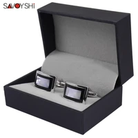 savoyshi luxury shell cufflinks for mens shirt brand cuff bottons high quality square wedding cufflinks fashion gift men jewelry