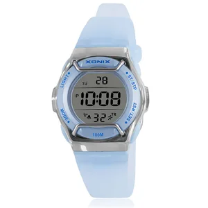 Часы наручные золотистые светодиодные цифровые, Брендовые спортивные многофункциональные для мальчиков и девочек, для студентов