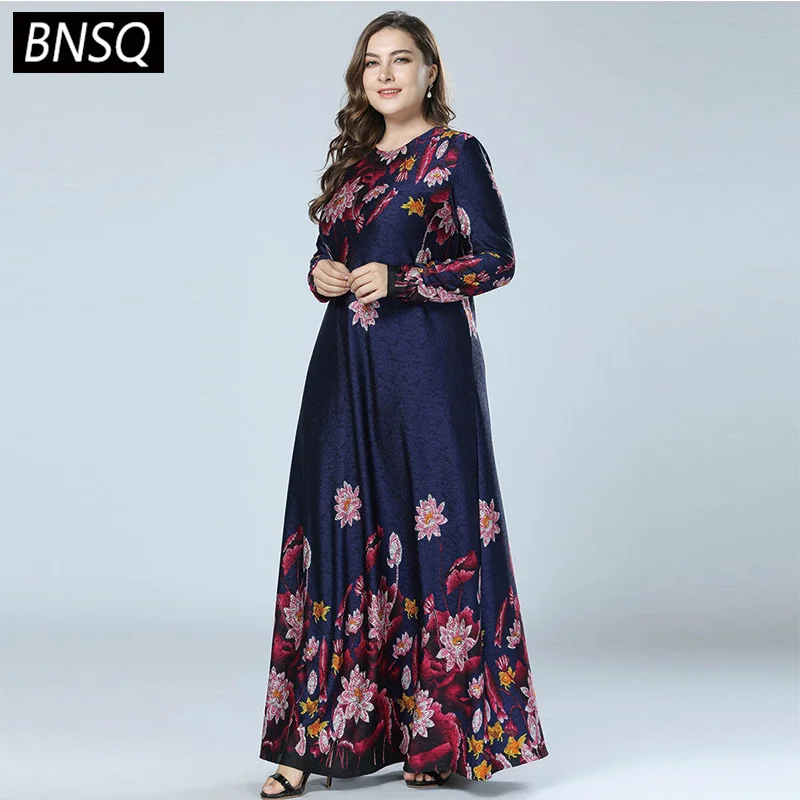 BNSQ Весна 2019 винтажные жаккардовые качели Макси платья с длинным рукавом o