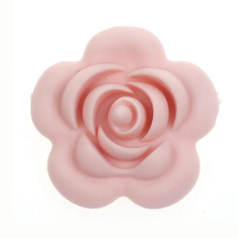 Cuentas de rosas de silicona para 20 piezas, cadena de chupete para beb&eacute;, pulsera de dentici&oacute;n, accesorios para collar, regalo de lactancia sin Bpa-4