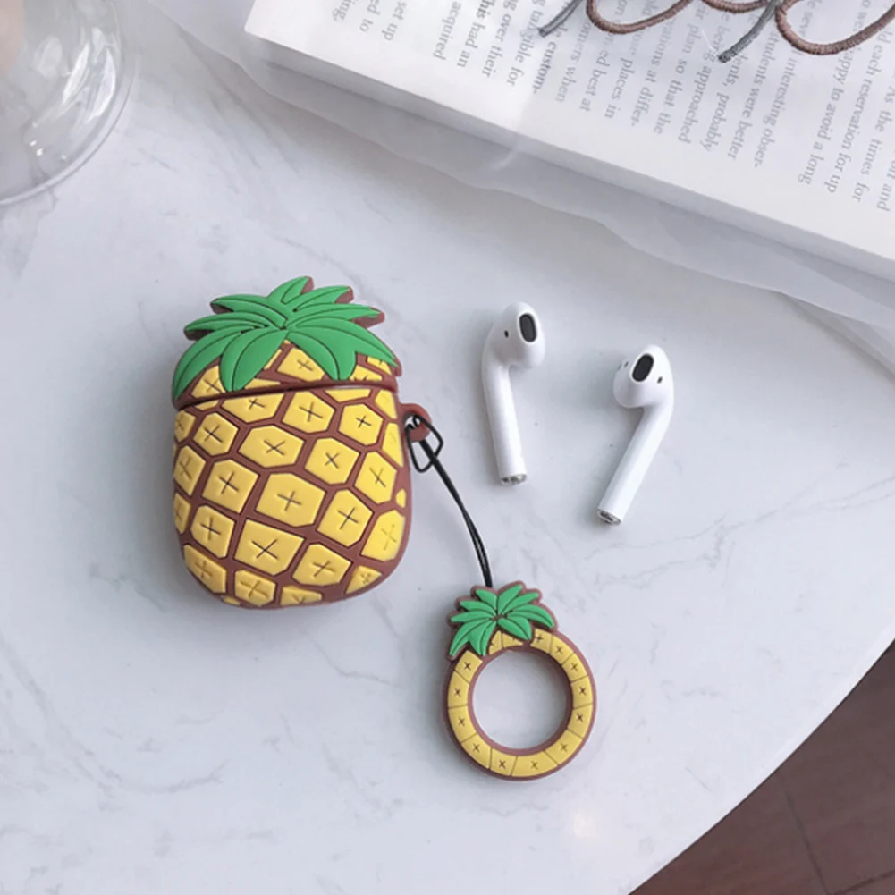 Силиконовый чехол для наушников AirPods ананас сумка Apple Airpods зарядное устройство