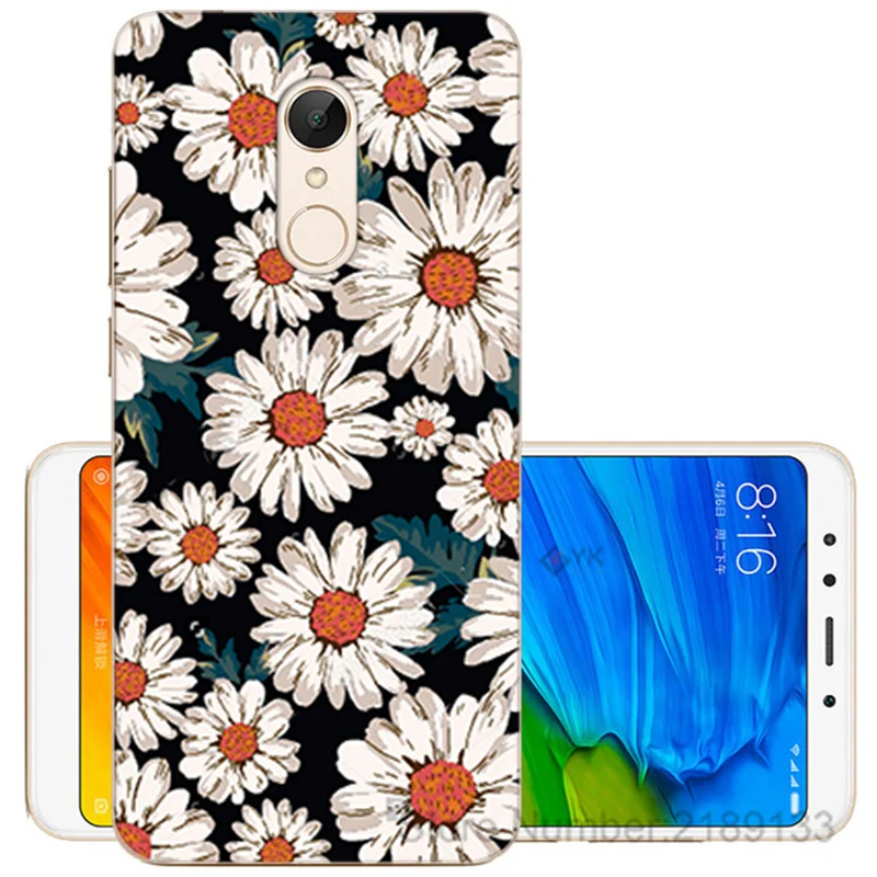 Силиконовый прозрачный бампер с цветочным узором для Xiaomi Redmi 5 Plus | Мобильные