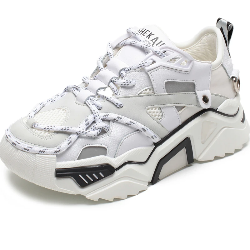 Женские кроссовки на массивной платформе RASMEUP модные из натуральной кожи