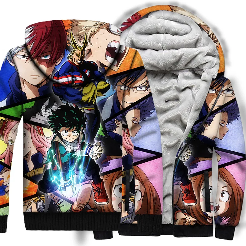 Толстовка мужская с капюшоном утепленная флисовая кофта 3D принтом на молнии для