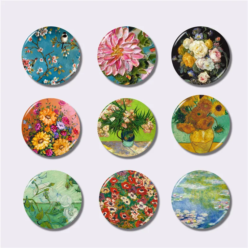 Lychee винтажные картины цветы магнит на холодильник круглая форма магниты
