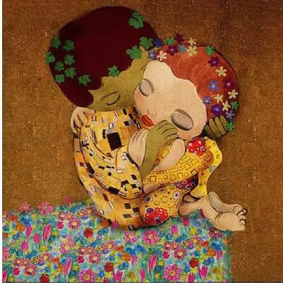 Цвет: желтый Алмазная картина Gustav KLIMT 5d с маминой любовью, полная Алмазная вышивка, наборы для вышивания крестиком на Рождество, декоративные наклейки - Цвет: Цвет: желтый