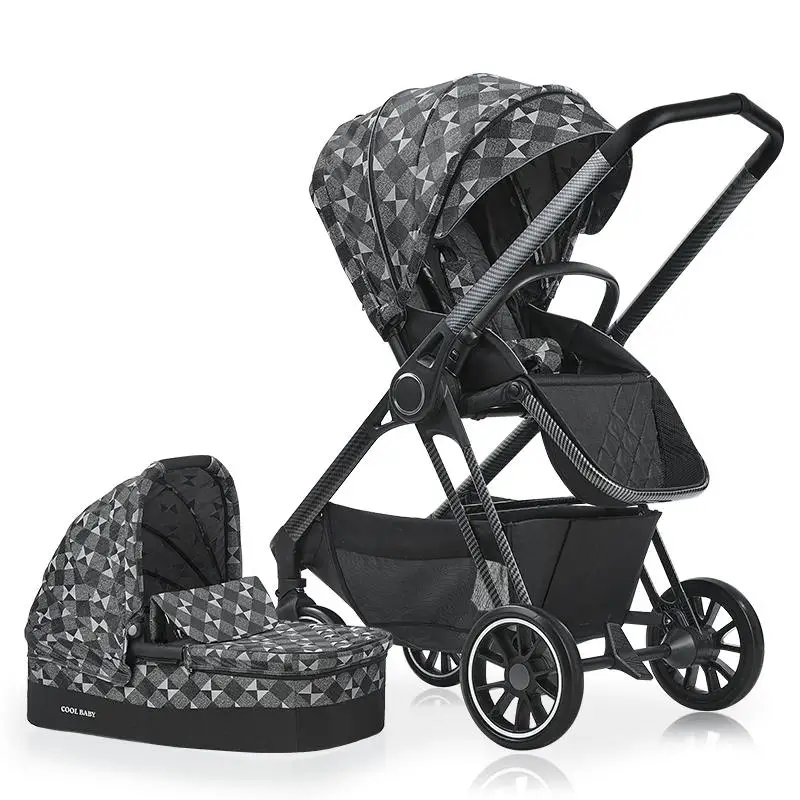 2 in 1 black Coolbaby прогулочная коляска с высоким пейзажем, может сидеть и лежать Двусторонняя легкая детская коляска - Цвет: 2 in 1 black