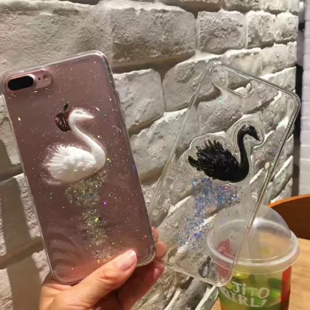 Корея Япония супер мило Лебедь Форма Капля клея мерцающий Косметическая пудра TPU