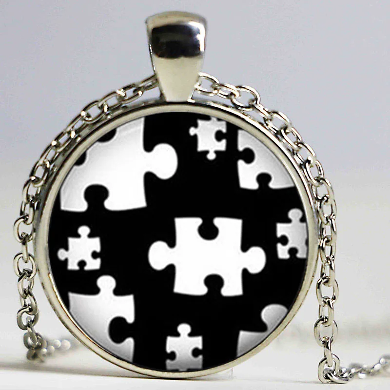 

Wholesale Glass Dome Pendant Necklace Autism Pendants Autism Jewelry Glass Cabochon Dome Jewelry