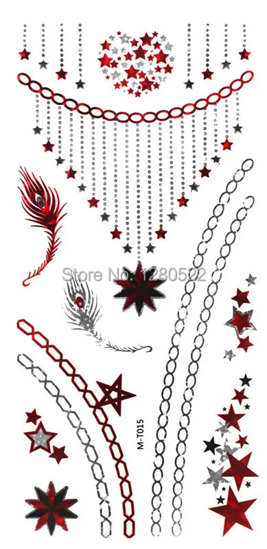 10 шт./лот красная серебряная металлическая тату вспышка металлические наклейки