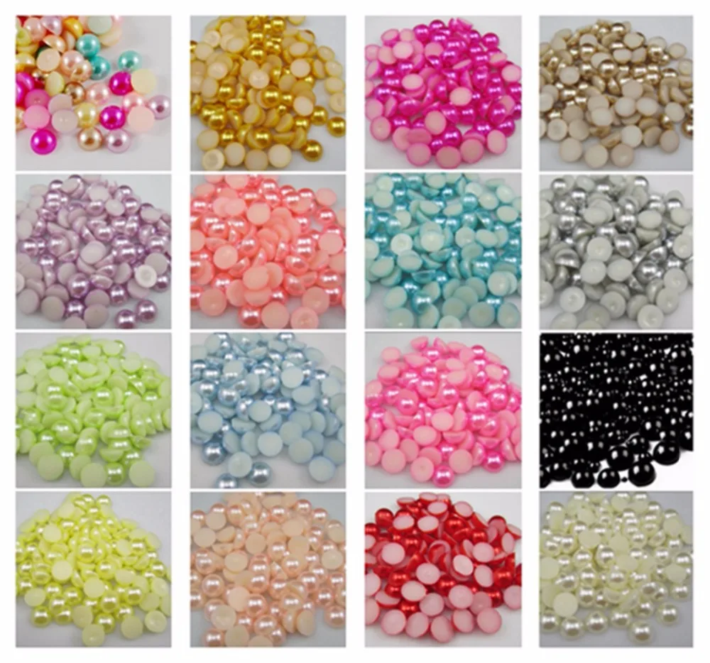 Pick 3 4 5 6 8 10 12mm Multi 22 Colors Resin ABS Round Flatback Imitation Pearls Beads Crafts For Diy Nail Art Phone Decoration | Украшения