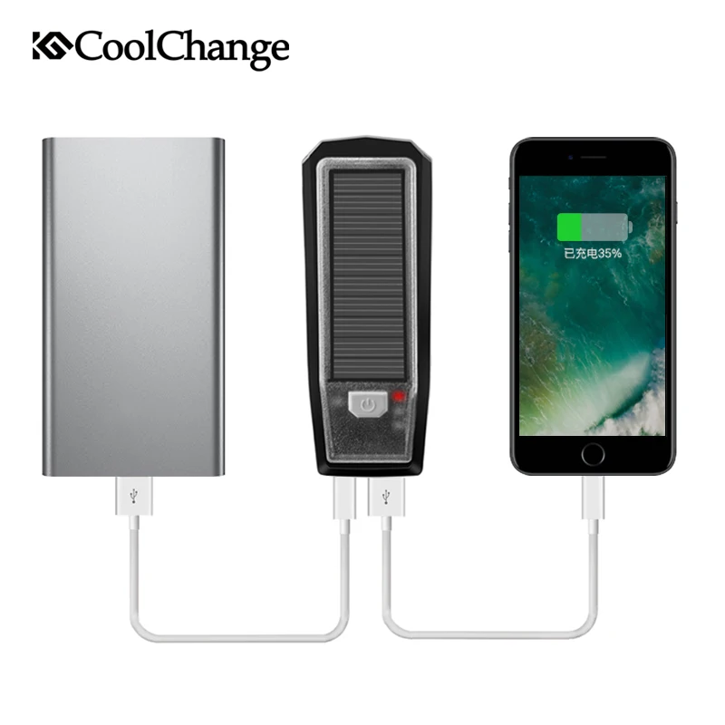 Водонепроницаемый велосипедный светильник CoolChange на солнечной батарее USB