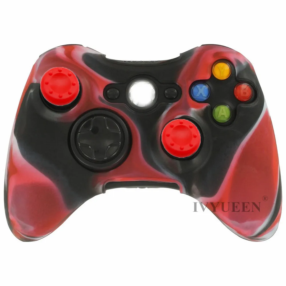 Red Camo IVYUEEN силиконовый защитный чехол для microsoft Xbox 360 беспроводной/проводной контроллер+ палочки для большого пальца - Цвет: Red Camo