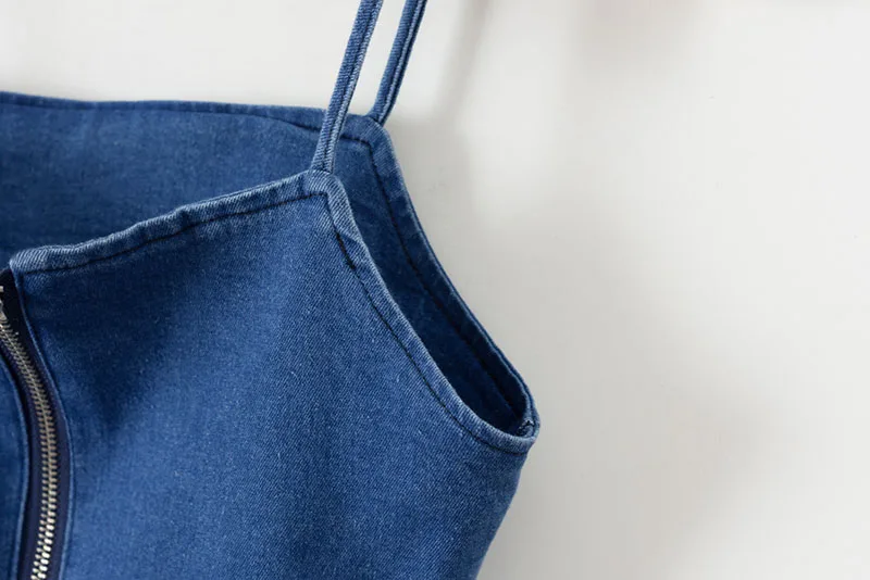 SheMujerSky Blue Denim Sexy Tops For Women Strap Tank Tops Female Slip Crop Tops Camisole