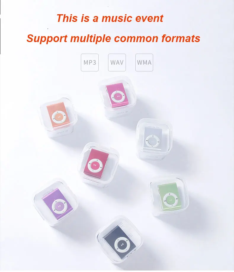 Лидер продаж портативный mp3-плеер мини с металлическим зажимом Micro TF/SD картой