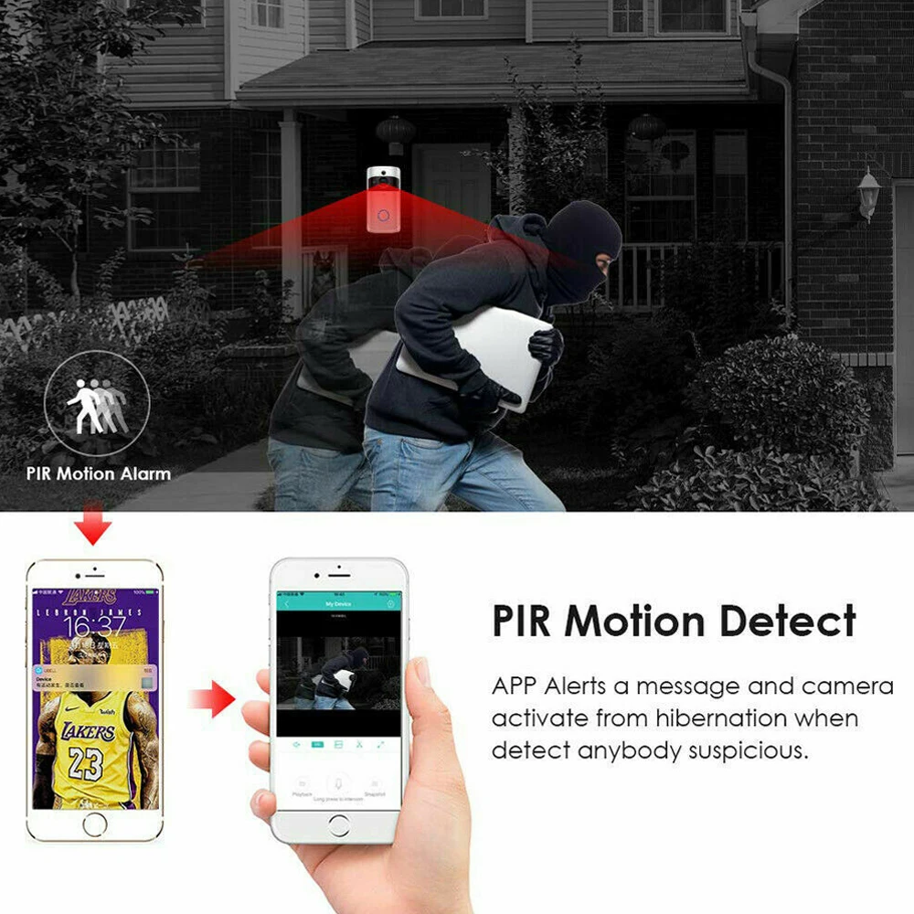 Wi-Fi беспроводной видеодомофон двусторонний разговор 32G Смарт дверной звонок Камера Безопасности HD