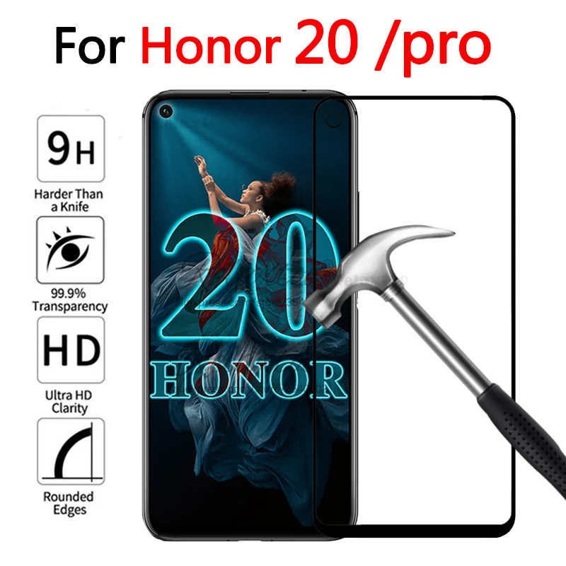 Закаленное стекло для Honor 20 Защитное экрана Huawei защита Pro с полным покрытием