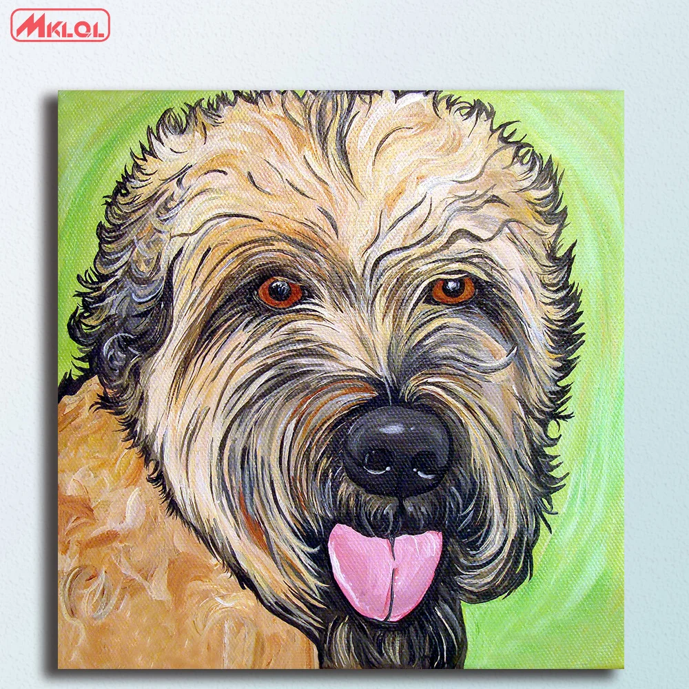 Новая распродажа масляная живопись Wheaten Terrier настенная холст краски домашний